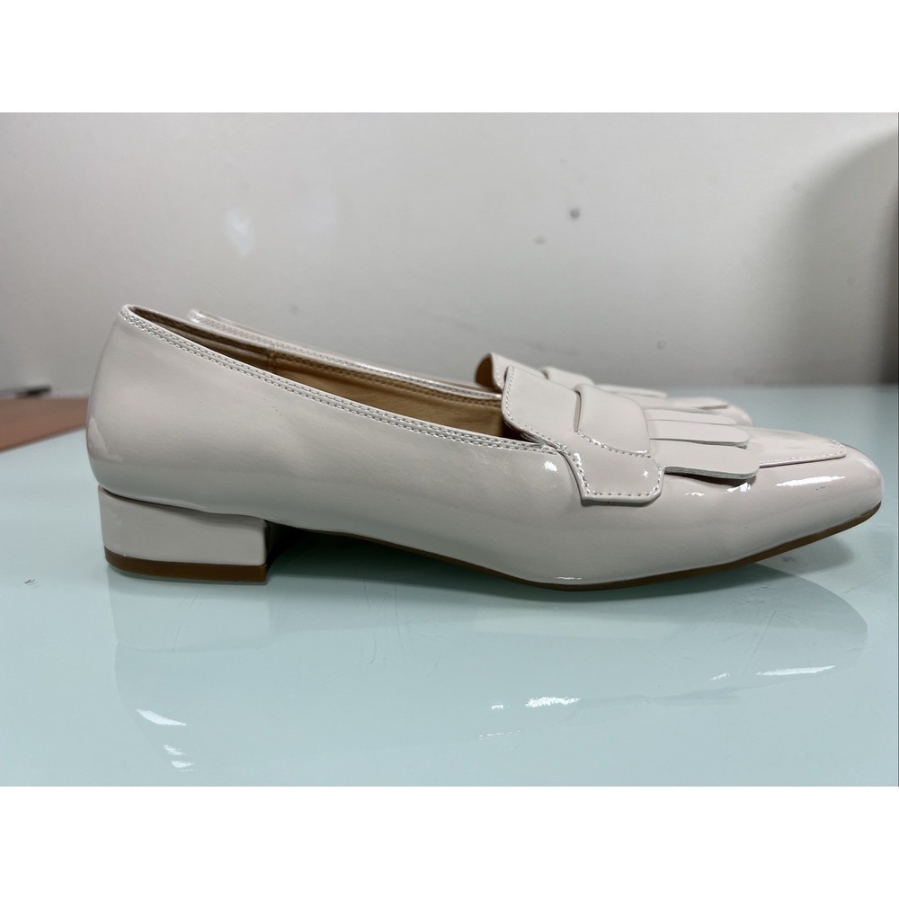 Adrienne Vittadini Cream‎ Patent Loafer 7.5 Block Heel